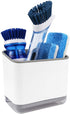KeFanta Sink Counter Caddy, Plastic Dish Sponge Holder, Kitchen Brush and Scrubber Organizer with Drain Tray, White...