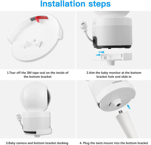 Baby Monitor Mount for VTech VM5463/RM5764HD /RM5864HD/ RM7764HD/BM3800/BM4700/ BM5600/ BM5700 Baby Monitor Versatile Twist Mount Without Tools or...