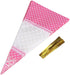 FTVOGUE 50 Piece Clear Cone-Shaped Treat Popcorn Bags Treat Bags Cellophane Candy Bags with Twist Ties(Pink)...
