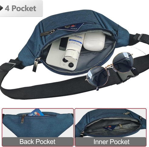 Fanny Pack for Men Women,Crossbody Waist Bag Pack,Belt Bag for Travel Walking Running Hiking Cycling,Easy Carry Any Phone,Wallet (Dark blue)...