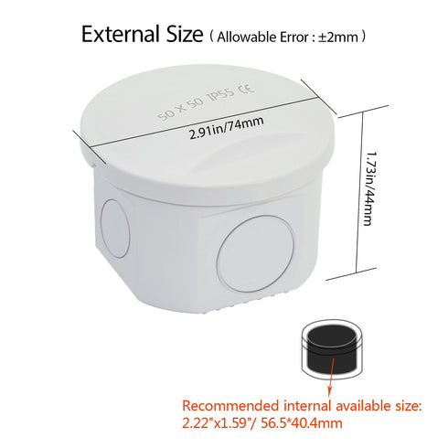LeMotech Junction Box with Reserved Holes ABS Plastic Electrical Box IP55 Waterproof Dustproof Project Enclosure for Electronics White D2.9 x H1.7...