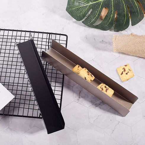 2Pcs U-Shape Non-stick Biscuit Cake Bread Mold Baguette Toast Mould, Carbon Steel Rectangle Cake Pan Cranberry Cookies Molds for Kitchen Baking (C...
