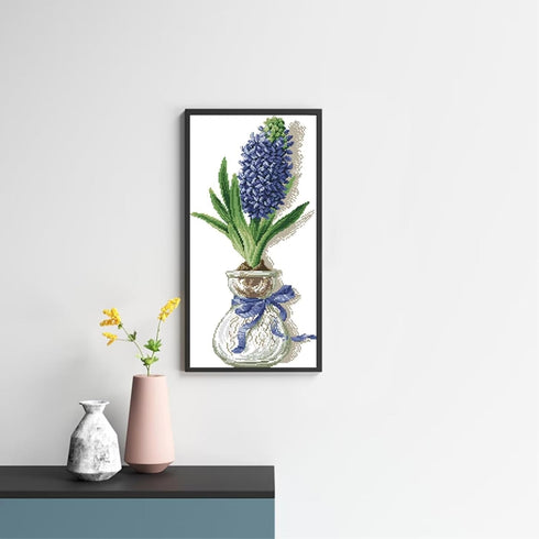 CROSSDECOR Cross Stitch Kits for Adults Full Range of DIY Stamped Cross Stitch Kits Blue Hyacinth Pattern for Gift and Home Decor 14CT 2 Strands 1...