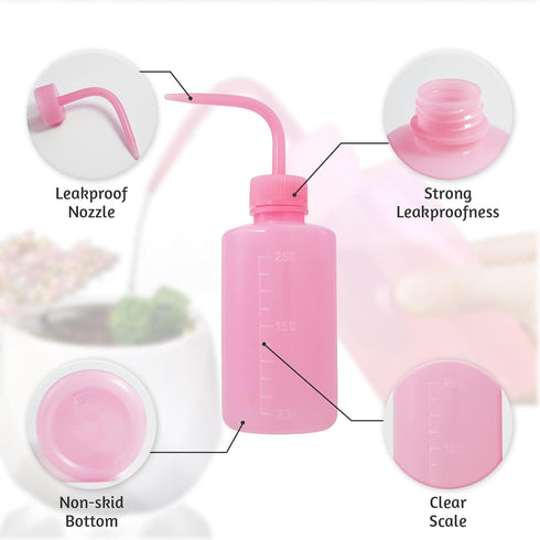 4 Packs Wash Bottle Plastic Tattoo Wash Bottle Water Squirt Bottle Squeeze Diffuser Bottle Food Dispensers Salad Jam Bottle (Pink)...