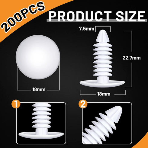 Taiyin 1" Vapor Barrier Christmas Tree Clips Plastic Nylon Rivet Clips White Furniture Assembly Shelves Retainer for Crawlspace Barrier Poly Liner...