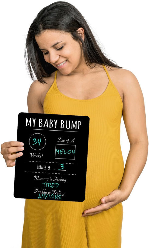 Pregnancy Timeline Sign/My Baby Bump Infant Chalkboard Style Milestone Photo Prop Board / 10" x 12" Baby Shower Present...