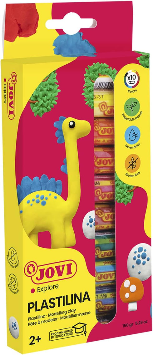 Jovi Plastilina Reusable and Non-Drying Modeling Clay; .5 oz. Rolls, Set of 10 Colors, perfect for Arts and Crafts Projects...