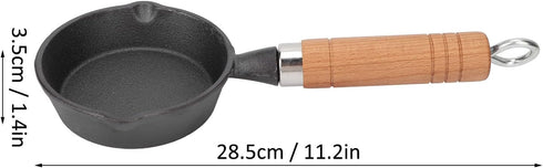 Fdit Frying Pan, 10CM Casting Iron Pan with Wood Handle Egg Frying Pan Skillet Mini Flat Bottomed Pancake Pan Cookware Kitchen Utensils...