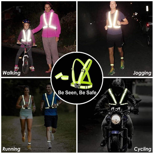 Reflective Safety Vest 2pcs - High Visibility Vest Adjustable Straps for Outdoor Jogging, Cycling, Walking and Riding...
