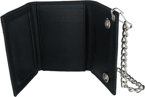 CTM Men's Leather Eagle Imprint Trifold Chain Wallet, Black...