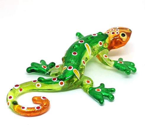 ZOOCRAFT Glass Gecko Figurine Green Miniature Hand Blown Lampwork Animal Statue D?cor...