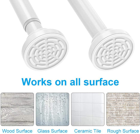 TEECK Shower Curtain Rod, 48-85 inch Adjustable Tension Spring, Shower Curtain Rod Tension, Premium Stainless Steel, Anti-Slip, No Drilling, No Ru...