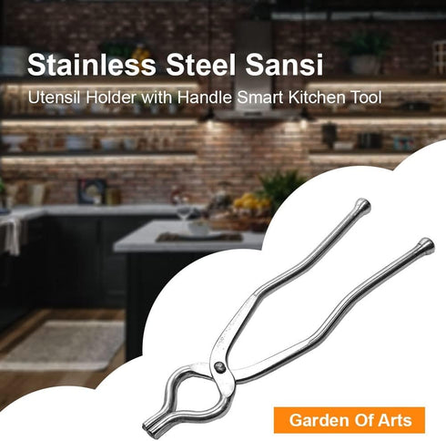 Stainless Steel Sansi/pakkad/Sandasi/pincer/chimta/Tongs/Utensil Holder with Handle Smart Kitchen Tool...