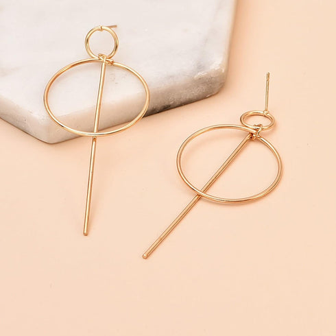Boho Large Bar Hoop Earrings Gold Circle Stick Drop Earrings Vintage Geometric Circle Bar Dangle Earrings Big Round Circle Prom Earrings for Women...