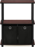 Furinno Go Green 3-Tier Multipurpose Storage Shelf with Bins, Dark Cherry/Black...