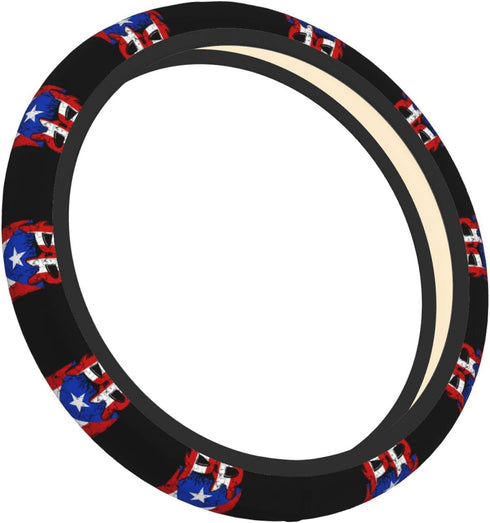 Puerto Rico Flag Steering Wheel Cover - Universal Elastic Stretch Steering Wheel Covers Fits Most Vehicles...