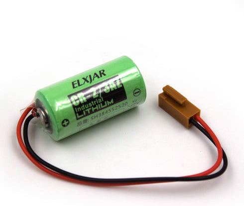 elxjar (2-Pack) 3V 1100mAh CR17335SE-R PLC Lithium Battery, Replacement for SANYO CR17335SE-R, CR17335 with Plug Wire, B9712T...