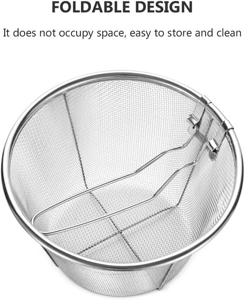 Tofficu Deep Fry Basket With Handle, Foldable Frying Basket 6-Inch, Stainless Steel Mesh Basket Round Fryer Basket For Kitchen Frying...