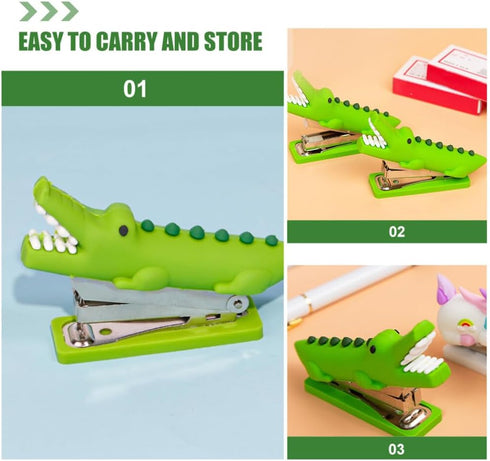 Crocodile Stapler, Cute Animal Stapler, Funny Stapler for Desk,Poratble Stapler, Mini Handheld Stapler for Children School Prize Office Stationery...