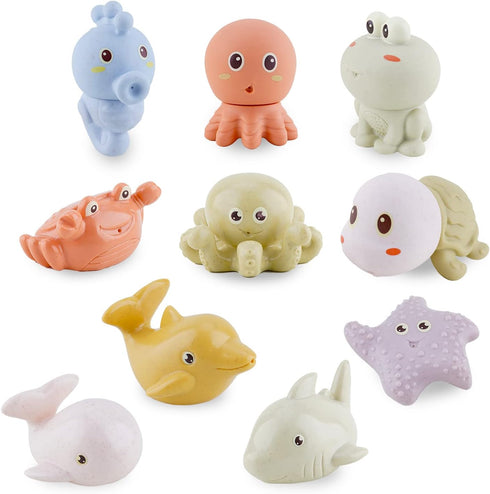 Bath Toys for Babies 6-12 Months - 10PCS Bath Squirt Toys Silicone Ocean Animals Bathtub Float Toy for Water Play Kids Preschool Education Toy Lea...