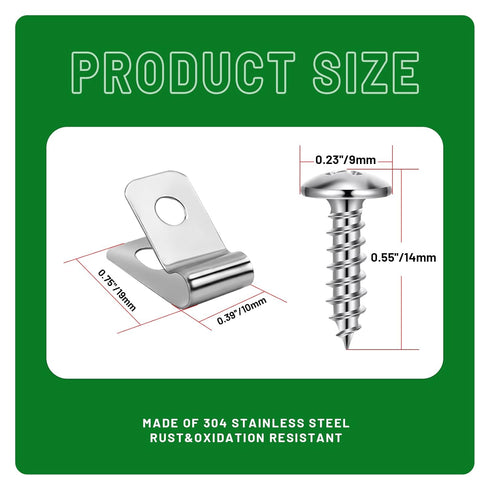 Fence Wire Clamps Agricultural Fencing Mounting Clips, Stainless Steel Wire Clips with Screws for Welded Wire to Wood, Metal or Vinyl Fence (200)...