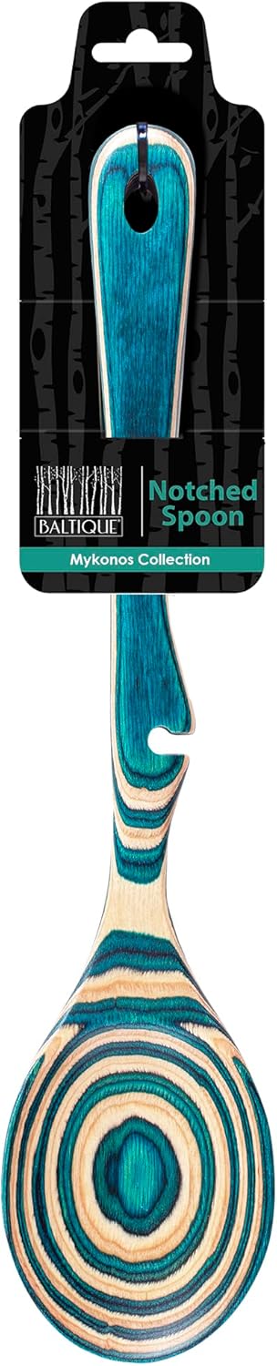 Baltique Mykonos Collection 12-1/2" Wooden Cooking Spoon with Spoon Rest Notch, Safe for Use on Nonstick...