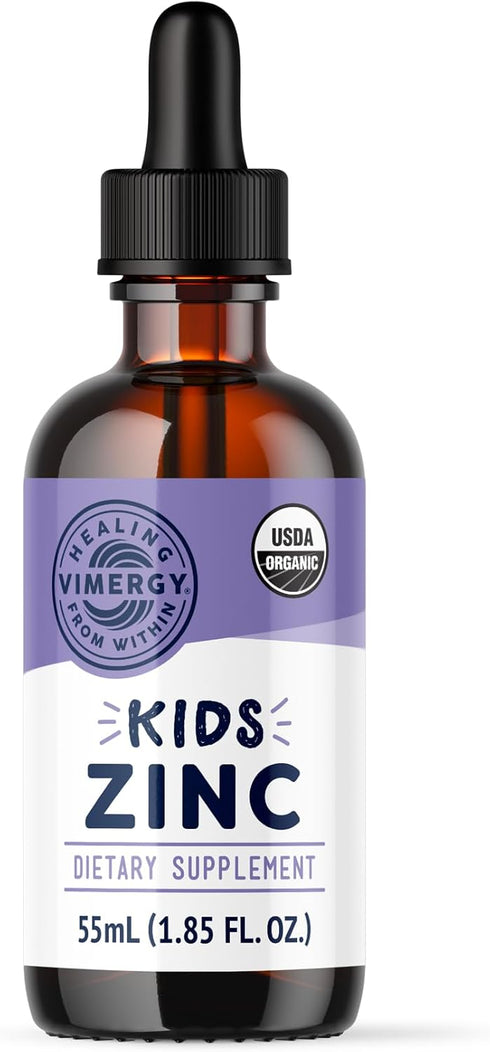 Vimergy Kids Organic Liquid Zinc – Fast-Absorbing Immune Support* – Promotes Healthy Bones & Skin – USDA Organic, Kosher, Vegan, Non-GMO – 55 mL...