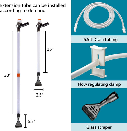 PULACO Aquarium Gravel Cleaner, New Quick Water Changer with Air-Pressing Button, Fish Tank Sand Cleaner Kit with Free Aquarium Brush...