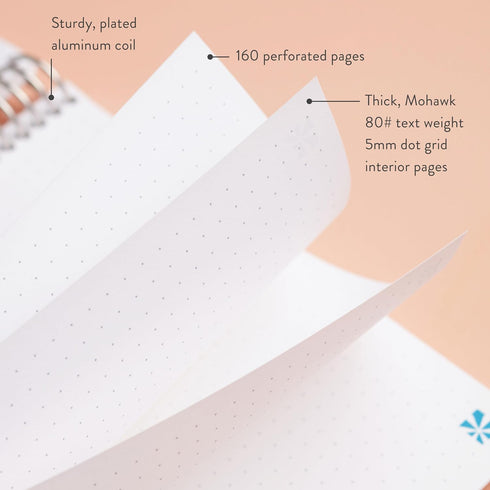 Erin Condren 7"x9" Dot Grid Platinum Spiral Notebook. Evolve Cover Design. 160 Dot Grid Pages, 5 mm, for Dot Journaling, Art, List-Making. 80 Lb. ...