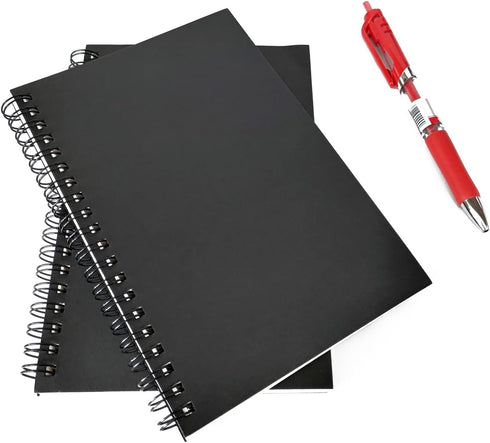 DSTELIN Blank Spiral Notebook, 2-Pack, Soft Cover, Sketch Book, 100 Pages / 50 Sheets, 7.5 inch x 5.1 inch, 100GSM, (Black)...