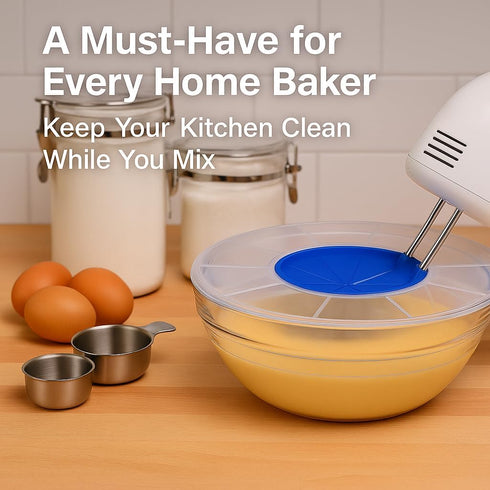 DINY Home & Style Mixing Bowl Splatter Guard – 12" BPA-Free Cover for Hand & Electric Mixers – Transparent, Dishwasher Safe, Mess-Free Baking...