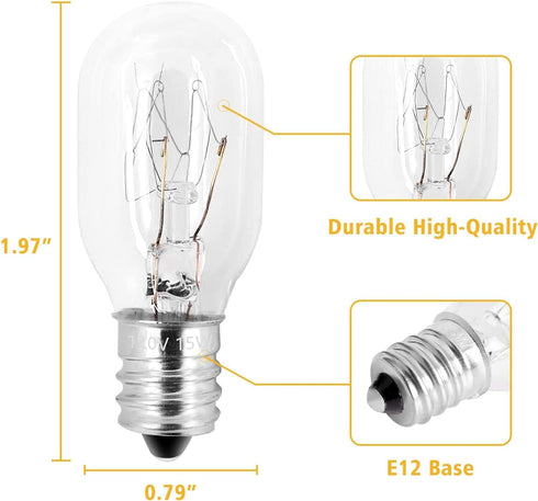WE05X20431 Dryer Light Bulb - 120V 15W Dryer Drum Light Bulb Replace WE4M305 Fit for GE Kenmore Whirlpool Samsung Maytag Clothes Dryer, 2 Pack, 2700K