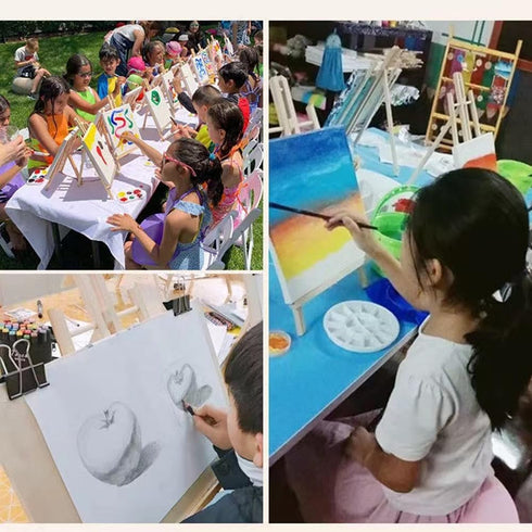 11.8" Wood Easels, Small Tabletop Display Stand, Tripod, Painting Party Easel, Kids Student Tabletop Easels for Painting, Portable Canvas Photo Pi...