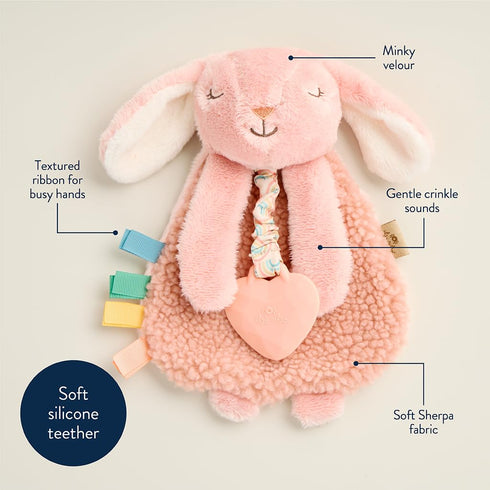 Itzy Ritzy - Itzy Lovey Including Teether - Baby Lovey with Teether, Textured Ribbons & Dangle Arms - Features Crinkle Sound, Sherpa Fabric and Mi...