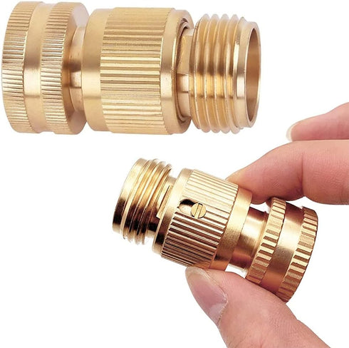 Joywayus Garden Hose Quick Connect Solid Brass 3/4" GHT Thread Couplers Nipples Easy Connect Fittings Water Hose Connectors (2 Sets)...