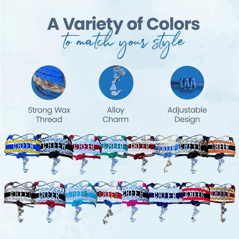 Sportybella Cheer Charm Bracelet- Girls Infinity Love Adjustable Cheerleading Jewelry in Team Colors For Cheerleaders (Orange/Black)...