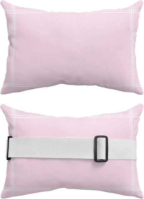 T&H XHome Outdoor Pillow for Chaise Lounge Chair, Solid Color Pink Waterproof Headrest Pillow Lumbar Pillows with Insert & Adjustable Elastic Stra...