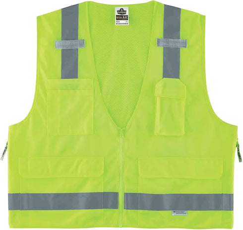 Ergodyne - 21425 GloWear 8250Z ANSI Lime Surveyors Reflective Safety Vest with Back Pocket, Large/X-Large...
