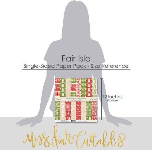 Miss Kate Cuttables Pattern Paper Pack - Fair Isle Christmas - Scrapbook Premium Specialty Paper Single-Sided 12"x12" Collection Includes 16 Sheet...