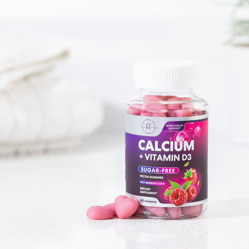 Calcium Supplement + Vitamin D3 - Sugar Free Calcium Gummies for Bone & Teeth Strength Support, Calcium Gummy Chews for Immune Support, Calcium Su...