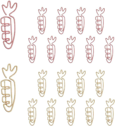Carrot Shape 20pcs Paper Clips with Clear Box, Rose Gold and Yellow Gold, Funny Cute Paperclips Bookmarks Planner Clips for Fun Office Supplies Sc...