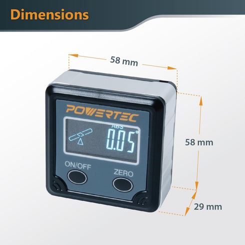 POWERTEC 71828 Table Saw Angle Gauge, Digital Angle Finder Protractor, Digital Level Box, 1 Pack, Digital Angle Gauge for Woodworking, Table Saw, ...