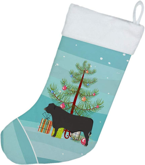Caroline's Treasures BB9195CS Black Angus Cow Christmas Christmas Stocking, Teal Fireplace Hanging Stockings Christmas Season Party Decor Family H...