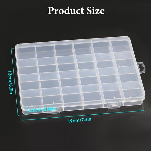 4 Pack Clear Plastic Organizer Box 24 Grids Plastic Organizer Box with Fixed Dividers Clear Storage Container Jewelry Box for Beads Art DIY Crafts...