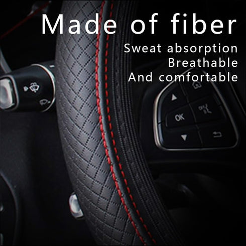 Car Steering Wheel Cover, Leather Car Steering Wheel Cover, Anti Slip Steering Wheel Cover, 15Inch Universal Stretchy Steering Wheel Protector Com...