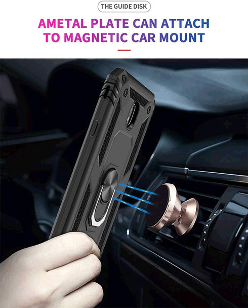 TJS Phone Case Compatible with Samsung Galaxy J7, Metal Ring Magnetic Support Protector Cover (Blue)...