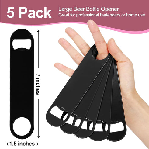 WEGAZ-5 Pack 7inch Black Stainless Steel Flat Beer Bottle Opener,Stainless Steel...