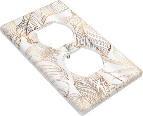 Rose Gold Palm Leaves Tropical Leaf Outlet Cover Decorative Single Duplex Wallplate Electrical Receptacle Covers for Home Bedroom Living Room Kitc...