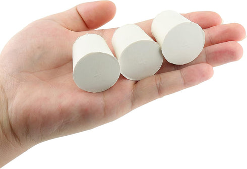 10 Pcs 4# White Solid Rubber Stoppers Tapered Lab Plugs, Dia. 26mm x Dia. 19mm - Height 28mm...