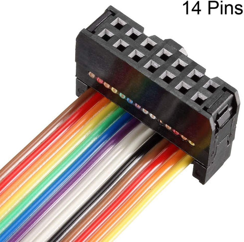 uxcell IDC Rainbow Wire Flat Ribbon Cable 14P D-type FC/FC Connector 2.54mm Pitch 1m/39.3inch Length...